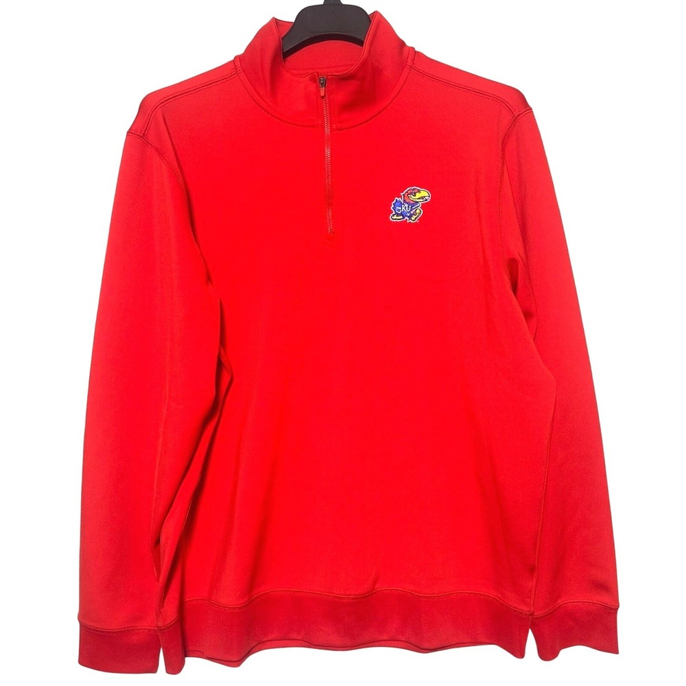 Southern Tide‎ Men's XL 1/4 Quarter Zip Pullover Red Kansas Jayhawks EUC